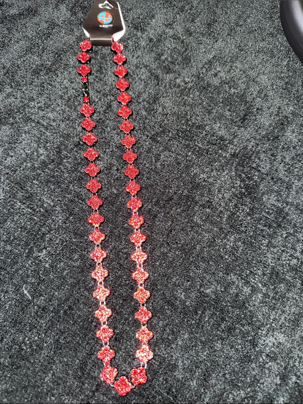 Red Crystal Floral-Link Necklace by